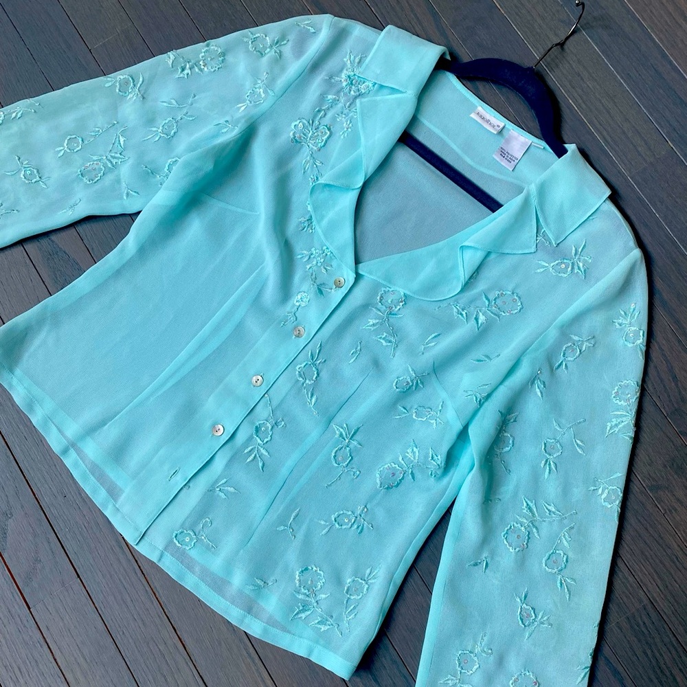 Together sky blue long sleeve womens blouse
